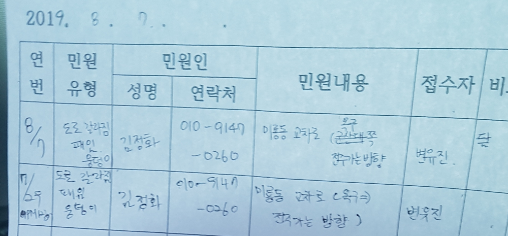 민원접수입니다