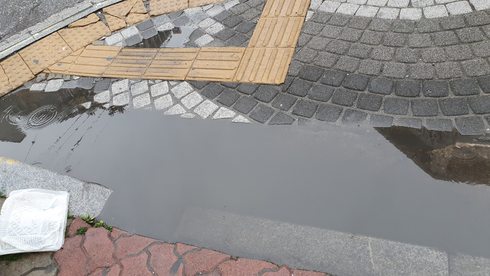 횡단보도에 물이고여 많이불편함