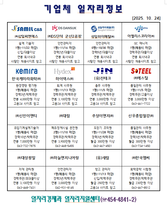 기업체일자리정보(10.24.)