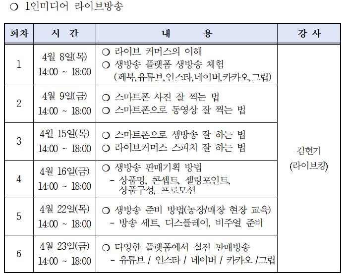 1인미디어일정