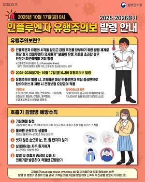 25-26절기인플루엔자유행주의보발령안내문
